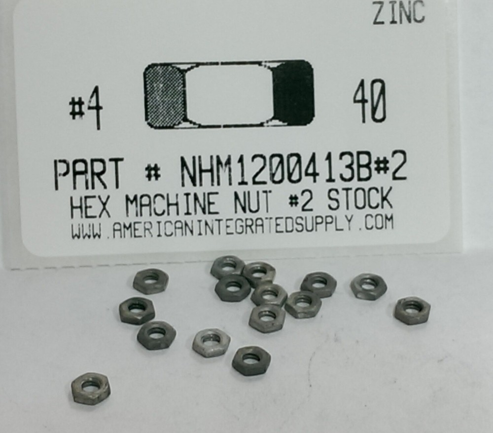 #4-40 SMALL PATTERN HEX MACHINE SCREW NUTS STEEL DULL ZINC 3/16 AFx1/16TH (2000)