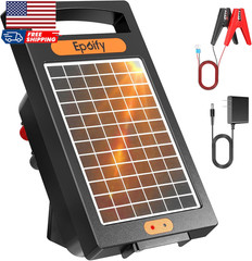 24 Hour Solar Electric Fence Charger 10 Miles up to 10200V Output Range Electri