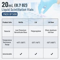 20ML Scintillation Vials 100PCS Lab Borosilicate Glass Liquid Scintillation Vial