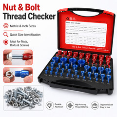 52Pcs Nut and Bolt Thread Checker 24 Metric + 28 SAE Inch Thread Gauge Set