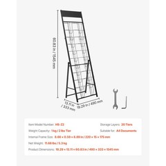 Uimoso 20-Pocket Magazine and Brochure Display Rack for Literature Organization