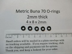 4mm ID x 8mm OD x 2mm thick O-ring. Buna-70. Quan 5.