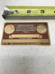 NEW Vintage SSN Social Security Card Metal USA Serenity Prayer God Grant Me