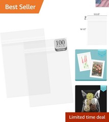 12×16 Inches Crystal Clear Sleeves, 100 Pack | Self Sealing Cellophane Bag, f…
