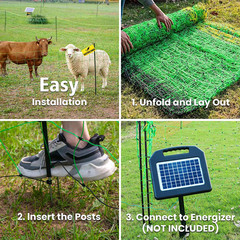 Electric Fence Netting, 42.5″ H X 164’L, Electric Netting Fence for Cattle, Shee