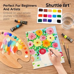 Acrylic Paint Set, 15 x 12ml Tubes Artist Quality Non Toxic Rich Pigments Colors