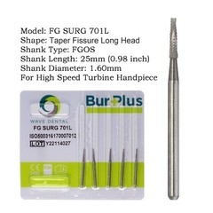 Wave Dental Carbide Bur Taper FG SURG 701 701L Surgical for High Speed Handpiece