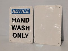 Package of 4 Food Safety Signs, “NOTICE Hand Wash Only”, 10″H x 7″W, Wall Mount