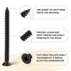 440PCS Flat Head Phillips Wood Screws Assortment Kit, Carbon Steel Self-Tappi…