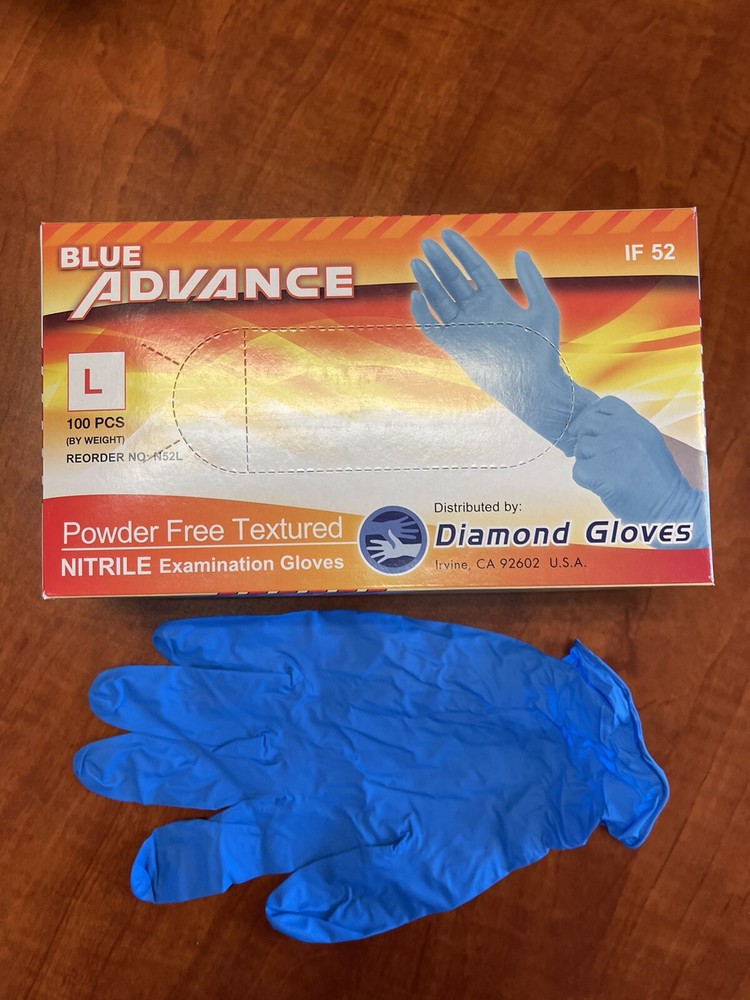Advance Blue Exam Nitrile Glove Powder-Free Large 5 Mil Case Of 1000 Gloves