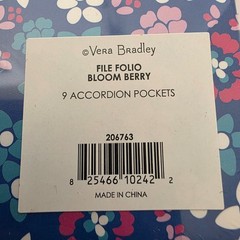 NEW Vera Bradley Staples Bloom Berry File Folio 9 Pocket Accordion Organizer