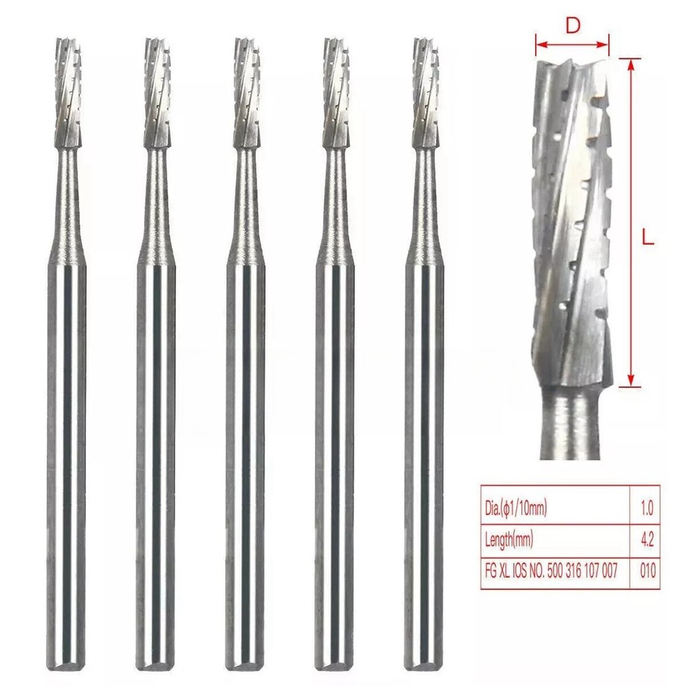 5X FG-557XL Dental Surgical Carbide Burs 25mm 557 FGOS Bone Cutting 1.6mm SL