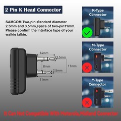 SAMCOM Wireless Headset with 2 Pin Dongle for 1 2 Earpiece