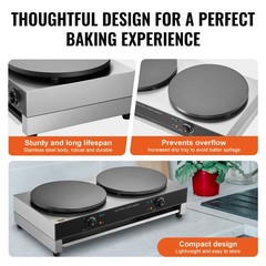 Uimoso 16-Inch Electric Crepe Maker, Commercial Machine, 3400W, AC120V 60Hz