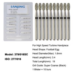 Dental Diamond Burs Football Bur FG Fine Coarse High Speed Friction Grip 368 379