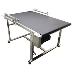 59×35.4″PVC Conveyor System w/Double Guardrails 55-66Lbs Load Packing Equipment