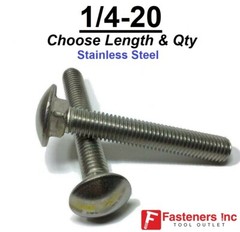 1/4-20 Stainless Steel Round Head Carriage Bolt “Coach Screws” (Choose Size)