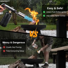 Powerful Propane Torch Gun with One-Tap Max Power & Safety Lock, Adjustable F…