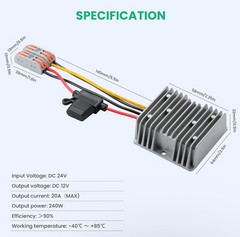 DC 18V 20V 24V 36V 48V Step Down to DC 12V Converter Voltage Regulator with Fuse