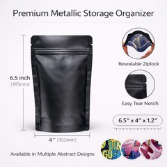 50 Pack 7g Mylar Bags Assorted Designs Smell Proof Resealable Zip Pouches