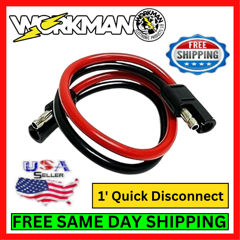 Workman TP-8-1 1′ 2-Pin 8 AWG Polarized Quick Disconnect Bullet Lead CB Radio