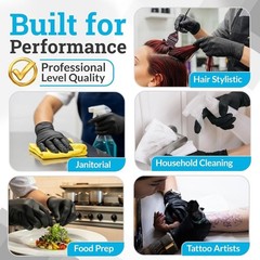Black Nitrile Disposable Gloves Large, 50 Count – BBQ, Tattoo, Hair Dye,