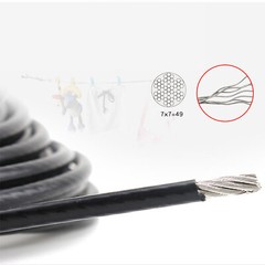 Wire Rope Stainless Steel PVC Coated 7×7 Black 1mm 1.2mm 1.5mm 2mm 3mm 4mm 5mm