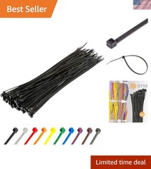 Versatile 8 Inch Black Cable Ties – 100 Pack, 18lb Strength for Ultimate Support