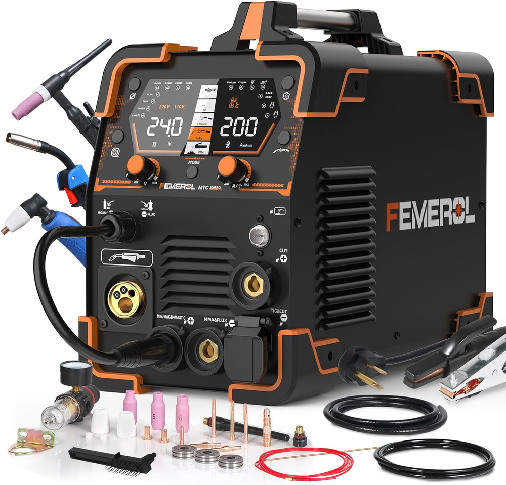 200A Gas Mig/Gasless MIG/HF Tig/Stick/Cut/Spot 6 in 1 Welding Machine Aluminum W