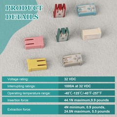 14Pcs Mini Slotted Cartridge Fuse Kit 15A 20A 25A 30A 40A 50A 60A 32V Assortment