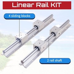 2PCS SBR16 Linear Guide Rail Slide Rail 300-2000mm 4 PCS SBR16UU Bearing Block