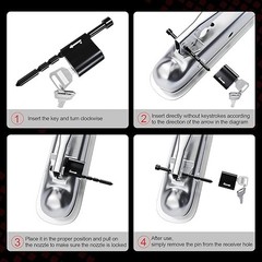 Trailer Tongue Coupler Lock Adjustable Tongue Pin 1/4″ Diameter, Fits Black