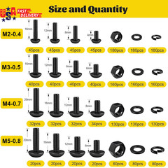 2200PCS M2 M3 M4 M5 Metric Screws Assortment Kit, Hex Socket Button Head Assorte