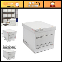 Corrugated File Box with Lift Off Lid, Letter/Legal Size, 10 Pack, White/Black