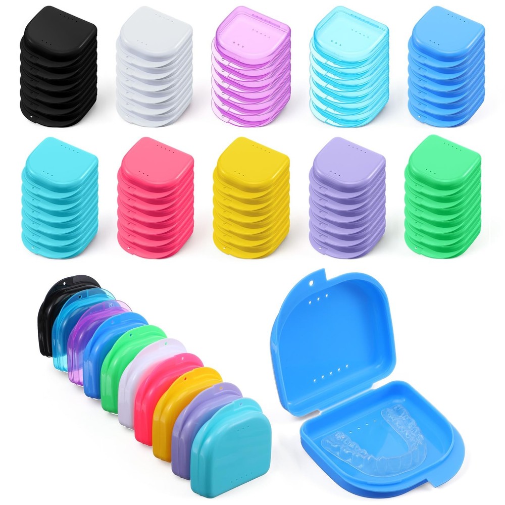 120Pcs Retainer Case with Vent Holes, Mouth Guard Container Case, Dental Stor…