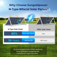 SUNGOLDPOWER UL61730 N-Type 2PCS 590W Bifacial Solar Panels 16Bb High Efficien