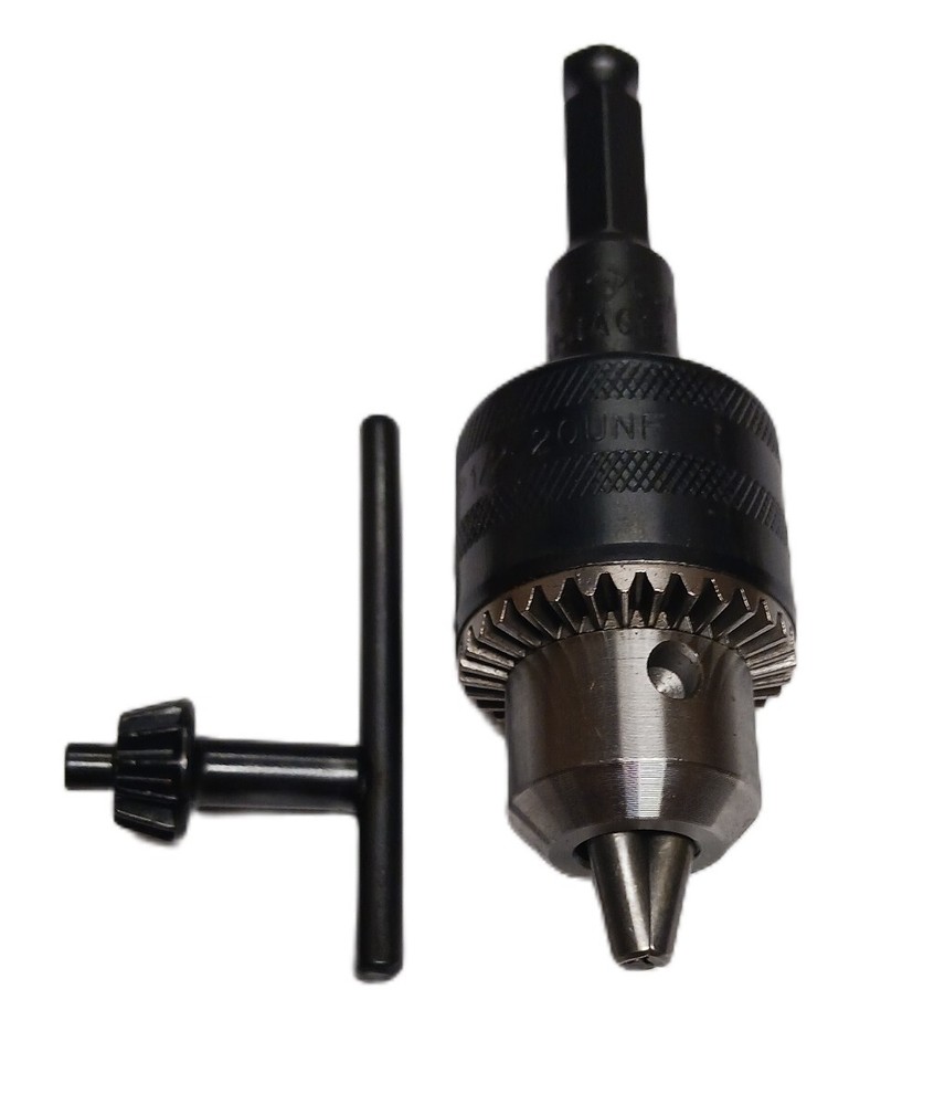 WHITE 1/2″ LIGHT DUTY DRILL CHUCK WITH 7/16 SHANK  ADAPTER LINEMAN TOOL… NEW