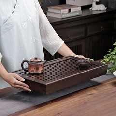 X-Large 19 Inch Bamboo Chinese Gongfu Tea Ceremony Tray with Drain Drainage T…
