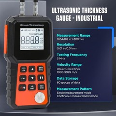 Ultrasonic Thickness Gauge 0.04-11.8 Inch 1-300mm w/ 5MHz Probe & LCD Display