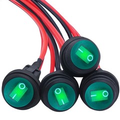 4Pcs Waterproof Rocker Switch 12V Round Toggle Switch SPST 3pin ON Off Green …