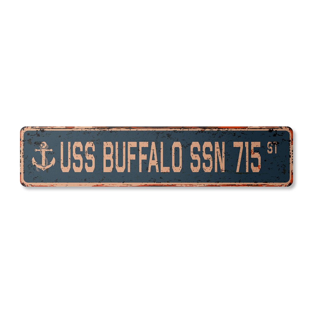 USS BUFFALO SSN 715 Vintage Street Sign us navy ship veteran sailor rustic gift