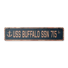 USS BUFFALO SSN 715 Vintage Street Sign us navy ship veteran sailor rustic gift