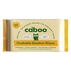 Caboo Unscented Flushable Bamboo Wipes, Hypoallergenic, 8 Packs, 480 Wipes NEW