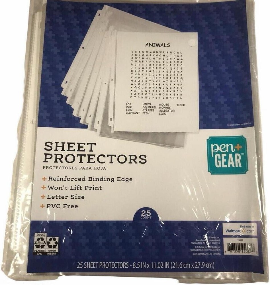Pen And Gear 25 Sheet Protectors New