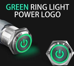 16mm 12V LED ON OFF Waterproof Stainless Steel Latching Push Button Power Switch