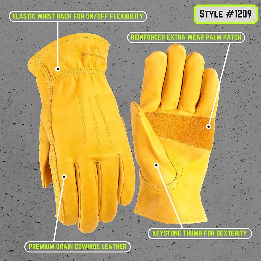 [3 Pairs XL] Wells Lamont Leather Work Gloves 100% Heavy Duty Cowhide Leather