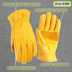 [3 Pairs XL] Wells Lamont Leather Work Gloves 100% Heavy Duty Cowhide Leather