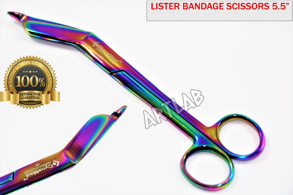 1EA LISTER BANDAGE SCISSORS 5.5″ RAINBOW COLOR PREMIUM ENT INSTRUMENTS MEDICAL