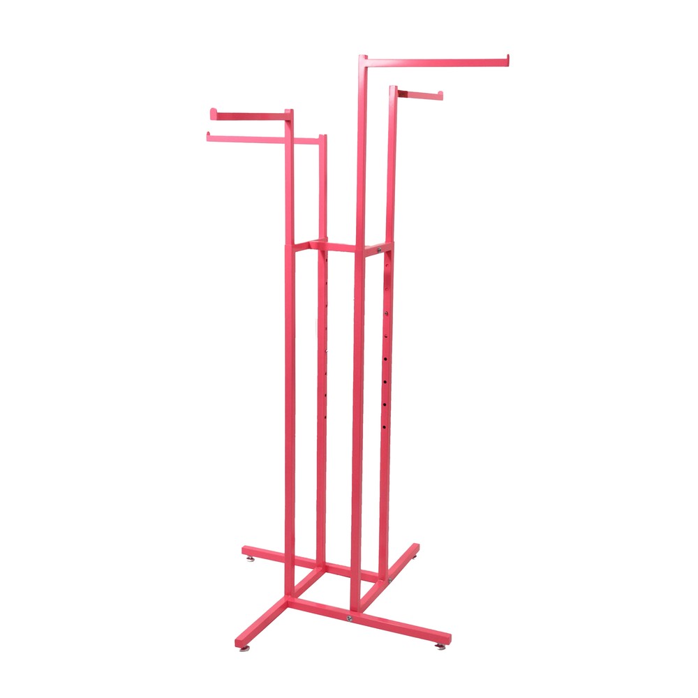 SSWBasics Hot Pink 4-Way Clothing Display Rack With Straight Arms- Durable