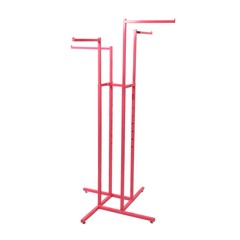 SSWBasics Hot Pink 4-Way Clothing Display Rack With Straight Arms- Durable
